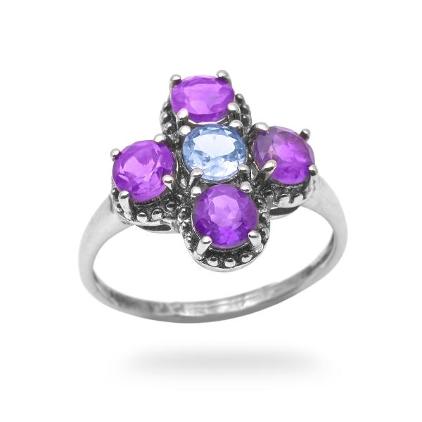 Bague amethyste, tanzanite argent Olivia